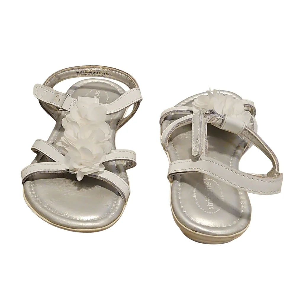 Stride Rite Silver Sandals w/White Flower Accent
